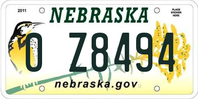 NE license plate 0Z8494
