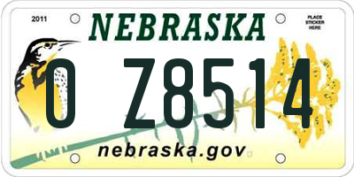 NE license plate 0Z8514