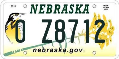 NE license plate 0Z8712