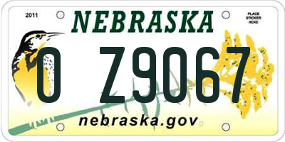 NE license plate 0Z9067