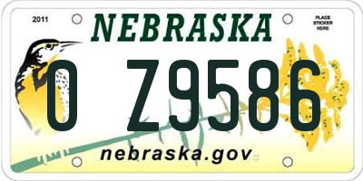 NE license plate 0Z9586