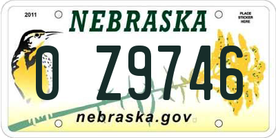 NE license plate 0Z9746