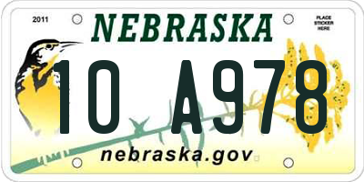 NE license plate 10A978