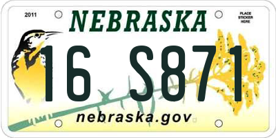 NE license plate 16S871