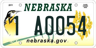 NE license plate 1A0054