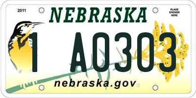 NE license plate 1A0303