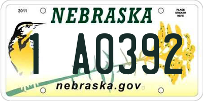 NE license plate 1A0392