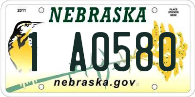 NE license plate 1A0580