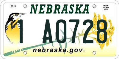 NE license plate 1A0728