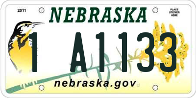 NE license plate 1A1133