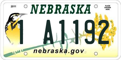 NE license plate 1A1192