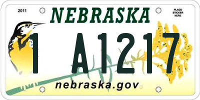 NE license plate 1A1217