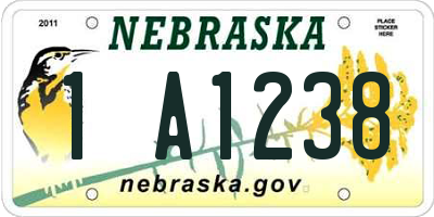 NE license plate 1A1238