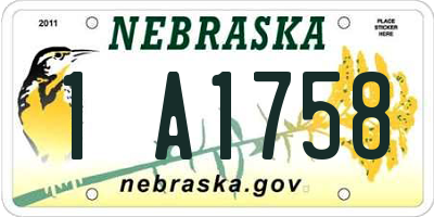 NE license plate 1A1758