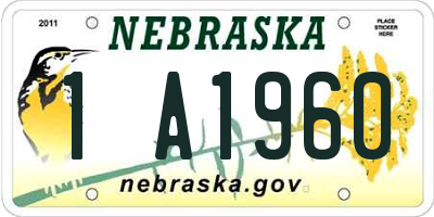NE license plate 1A1960