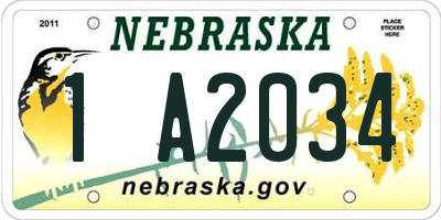 NE license plate 1A2034