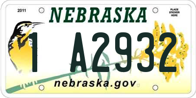 NE license plate 1A2932