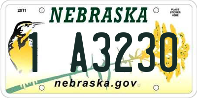 NE license plate 1A3230