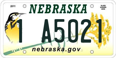 NE license plate 1A5021