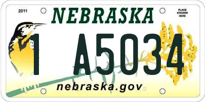NE license plate 1A5034