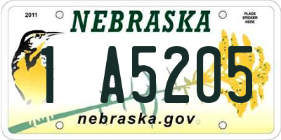 NE license plate 1A5205