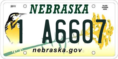 NE license plate 1A6607