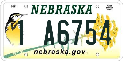 NE license plate 1A6754