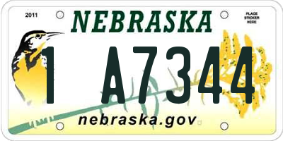 NE license plate 1A7344