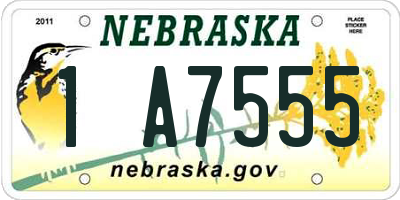 NE license plate 1A7555