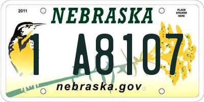 NE license plate 1A8107