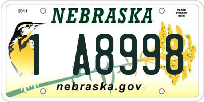 NE license plate 1A8998