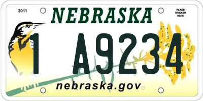 NE license plate 1A9234