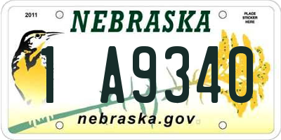 NE license plate 1A9340