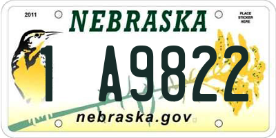NE license plate 1A9822