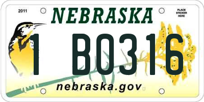 NE license plate 1B0316
