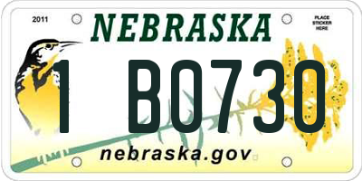 NE license plate 1B0730