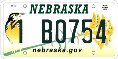 NE license plate 1B0754