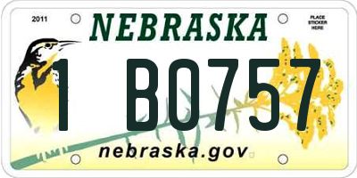 NE license plate 1B0757