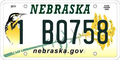 NE license plate 1B0758