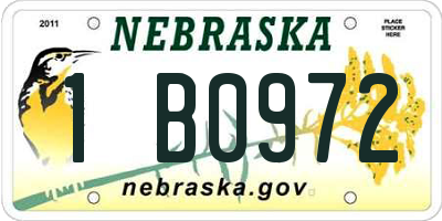 NE license plate 1B0972