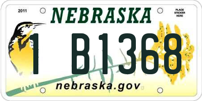 NE license plate 1B1368