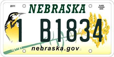 NE license plate 1B1834