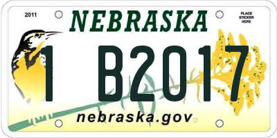 NE license plate 1B2017