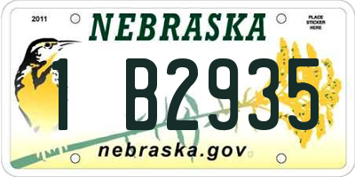 NE license plate 1B2935