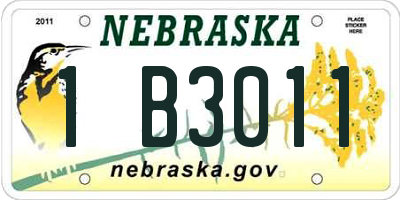 NE license plate 1B3011