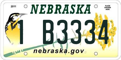 NE license plate 1B3334