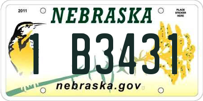 NE license plate 1B3431