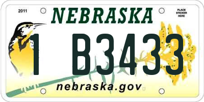 NE license plate 1B3433