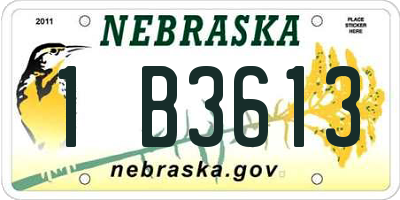 NE license plate 1B3613