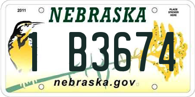 NE license plate 1B3674